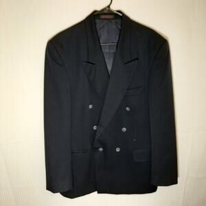 Men's Double-Breasted Black Blazer